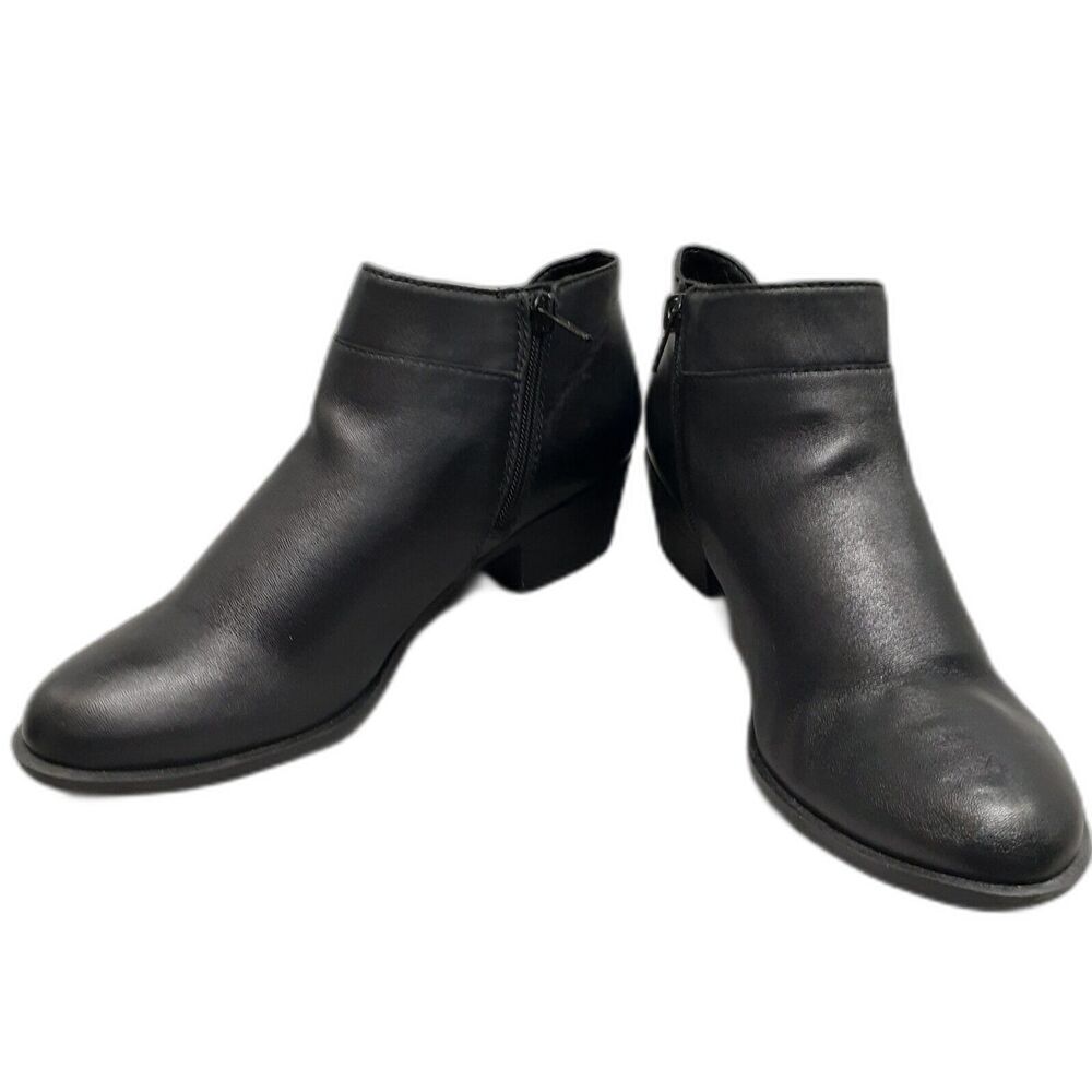 Lucky Brand Boots Womens 7.5 M Brintly2 Ankle Booties Black Leather Heels Zip